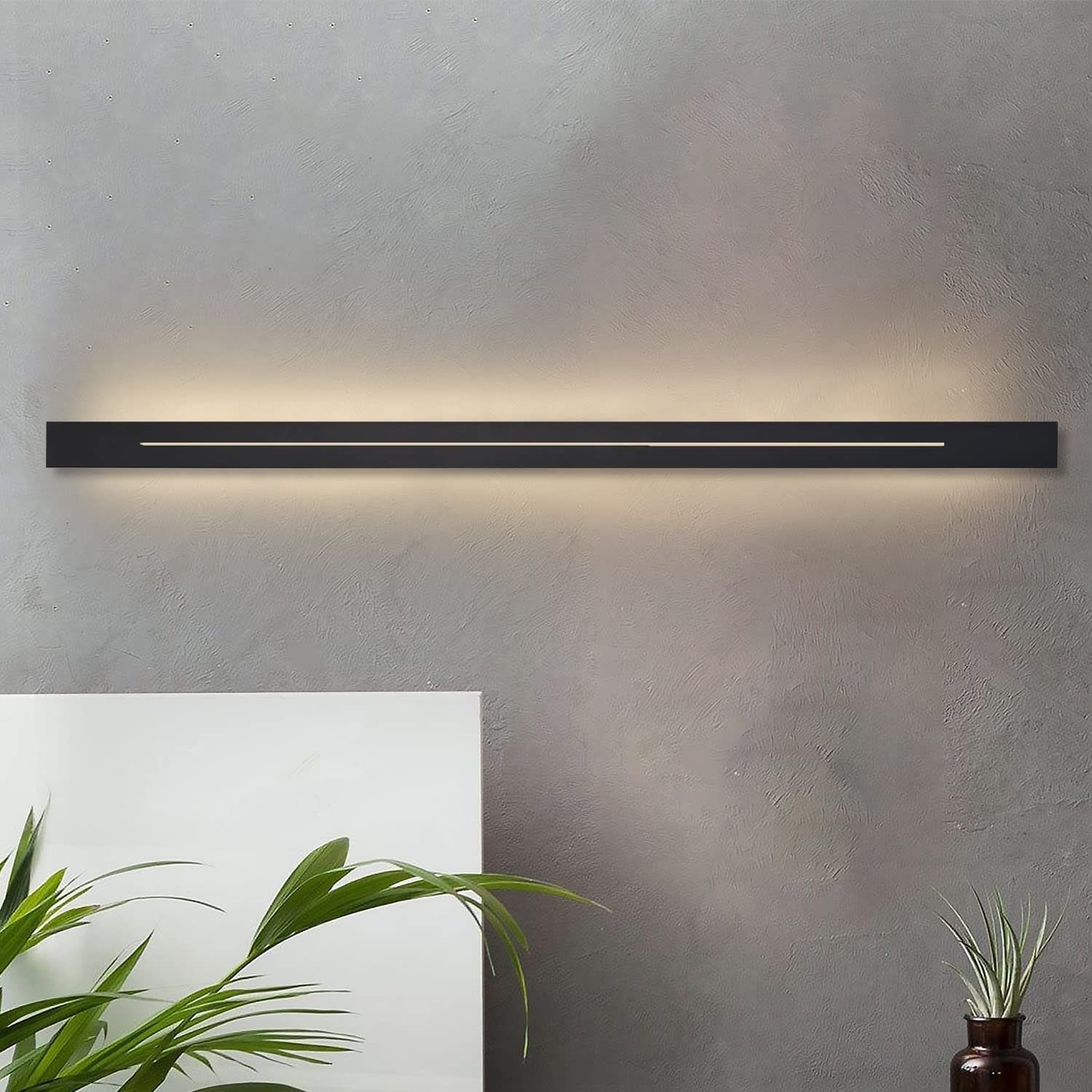 NETTLIFE LED - vägglampa, för inomhusbruk - modern, sovrum 100 cm korridorlampa, varmvit, 31W, svart trapplampa, vägglampa