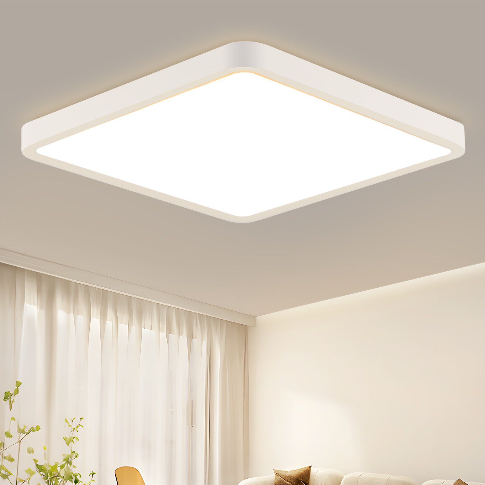 NETTLIFE LED-taklampa, 23 W, sovrumslampa, IP44 varmvit 23 cm Kökslampa fyrkantig Badrumslampa, hall