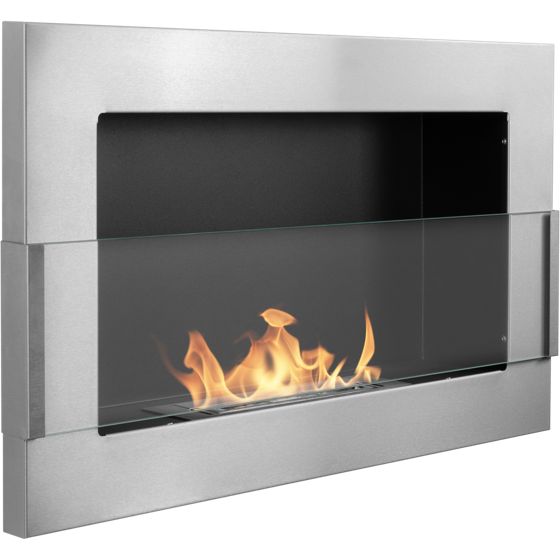 bioetanolkamin väggmonterad 650 × 400 – rostfritt stål (Inox)