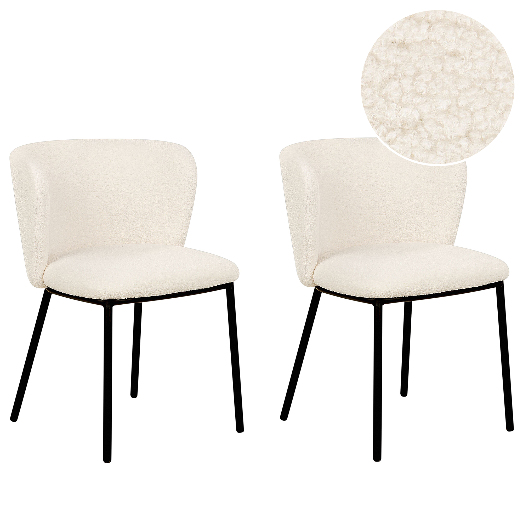 Set med 2 matstolar MINA Bouclé Off-White