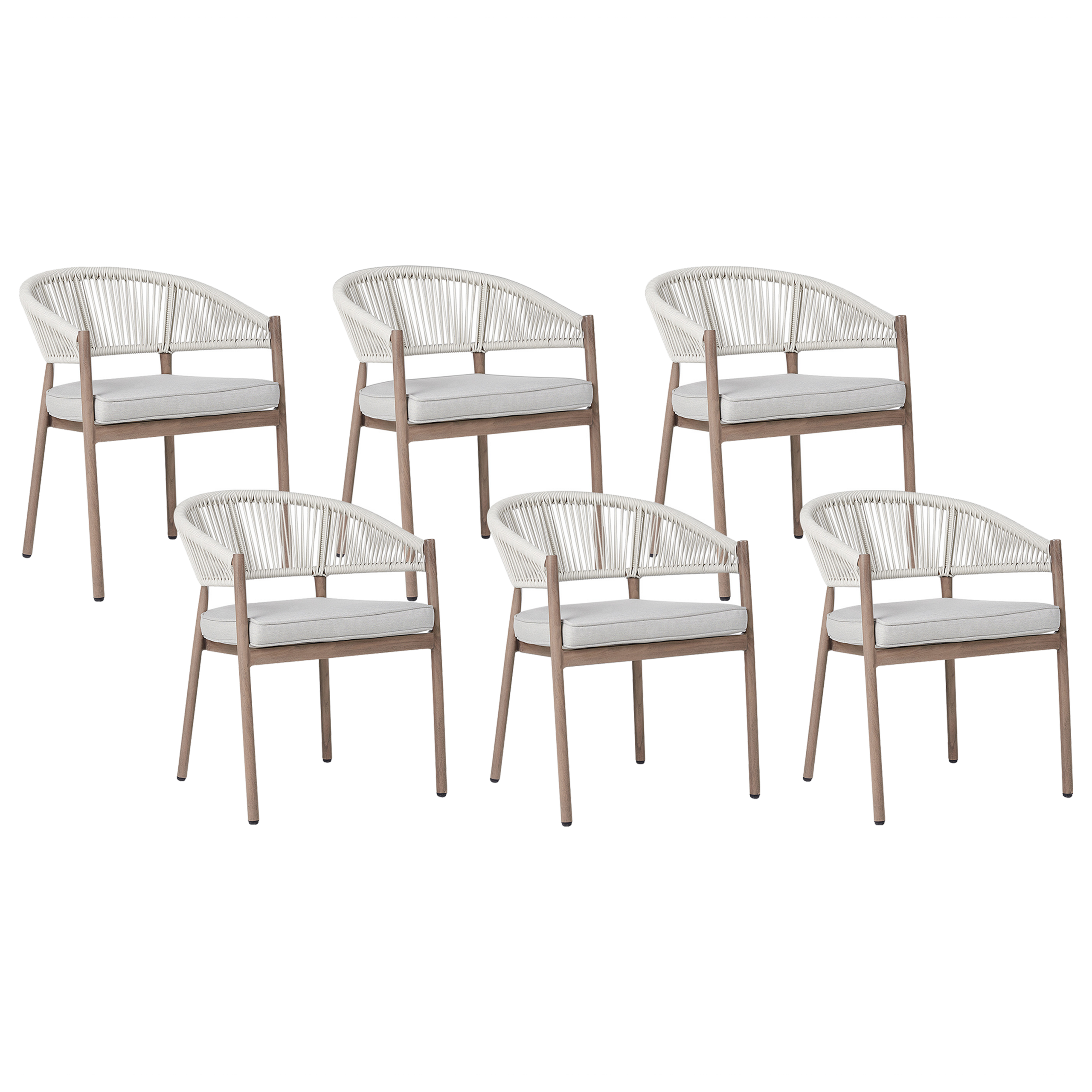 Set med 6 stolar med dynor FLAVIA Metall Brun
