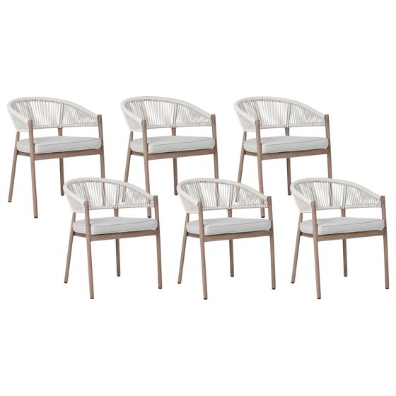 Set med 6 stolar med dynor FLAVIA Metall Brun