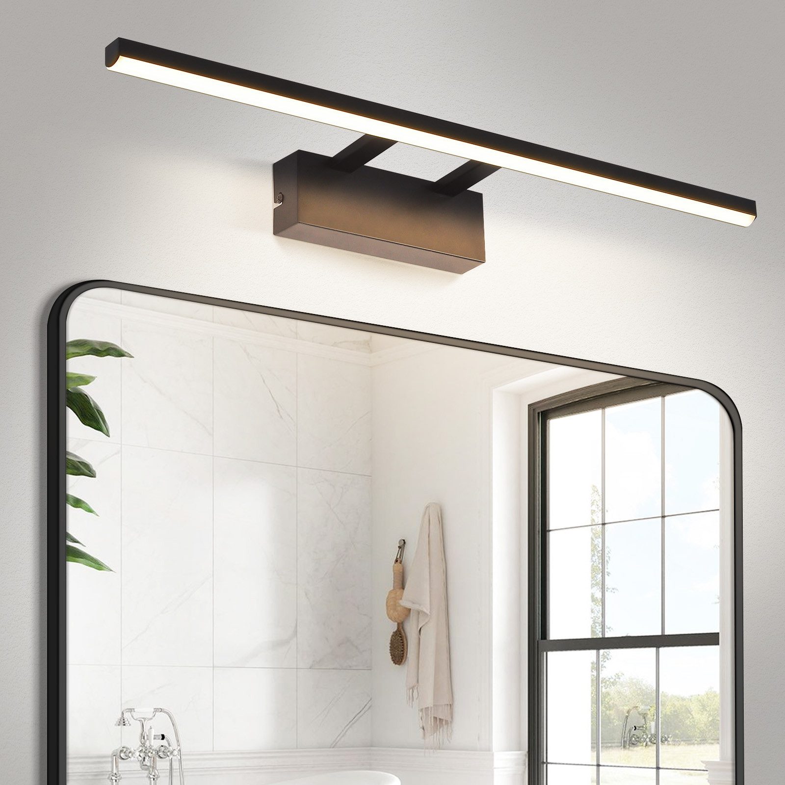 NETTLIFE svart, LED-spegellampa, 60 cm, modern, 4000K, badrum, väggspegellampa