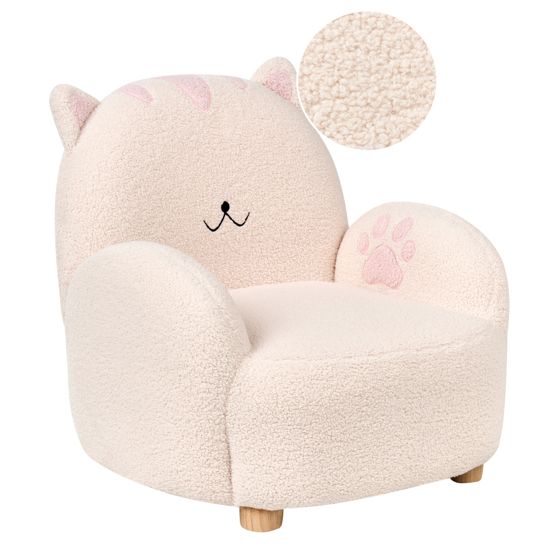 Barnfåtölj Katt ZOAR Bouclé Off-White
