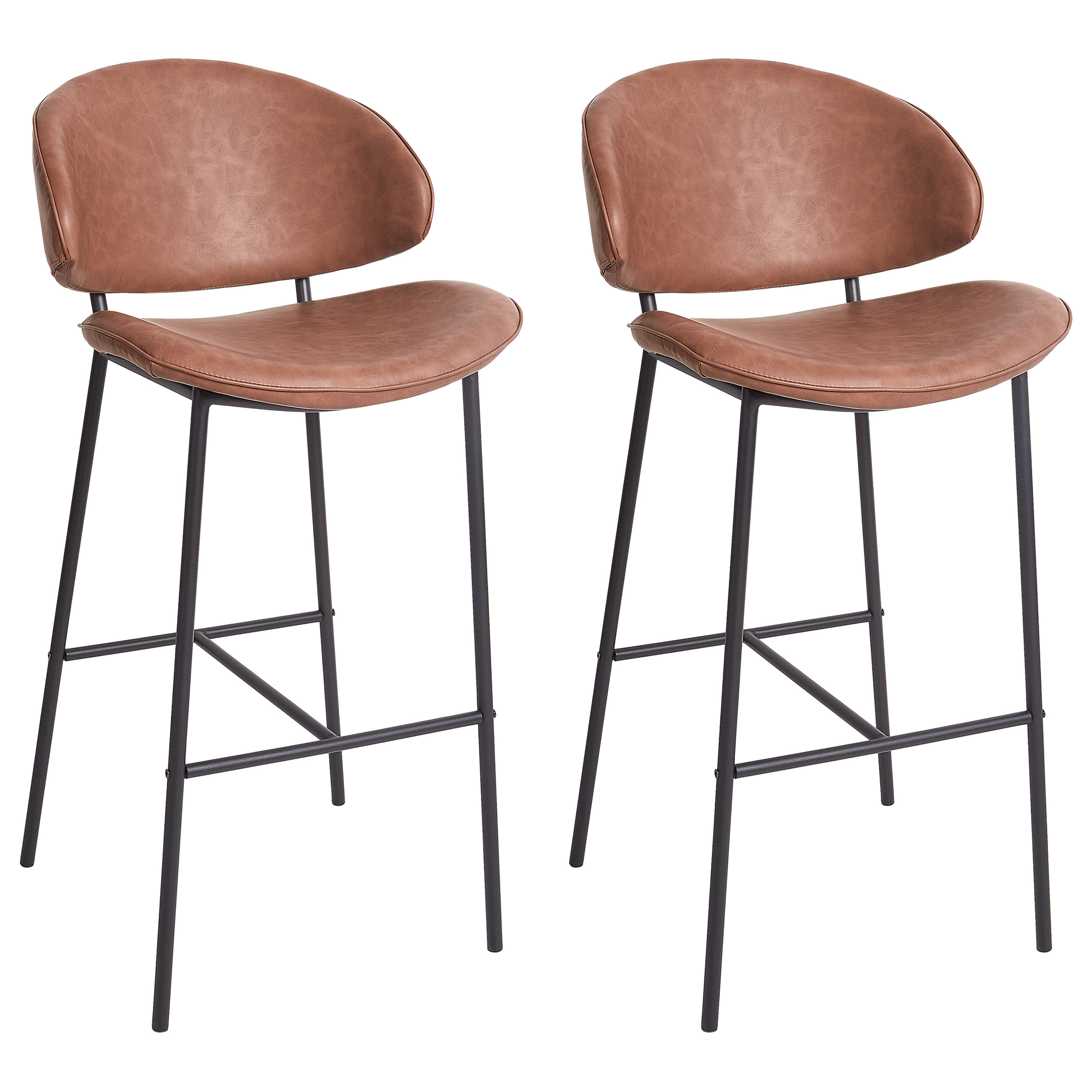 Set med 2 barstolar KIANA Konstläder Brun