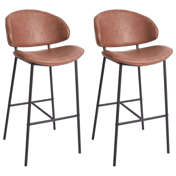 Set med 2 barstolar KIANA Konstläder Brun