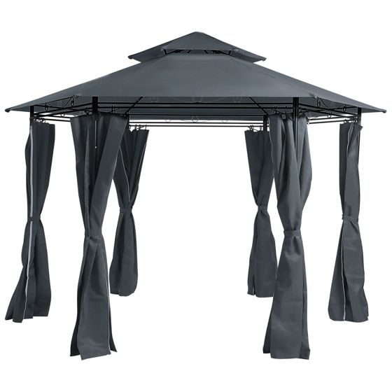 Paviljong PORTEL 350 cm 350 cm Metall Grafitgrå