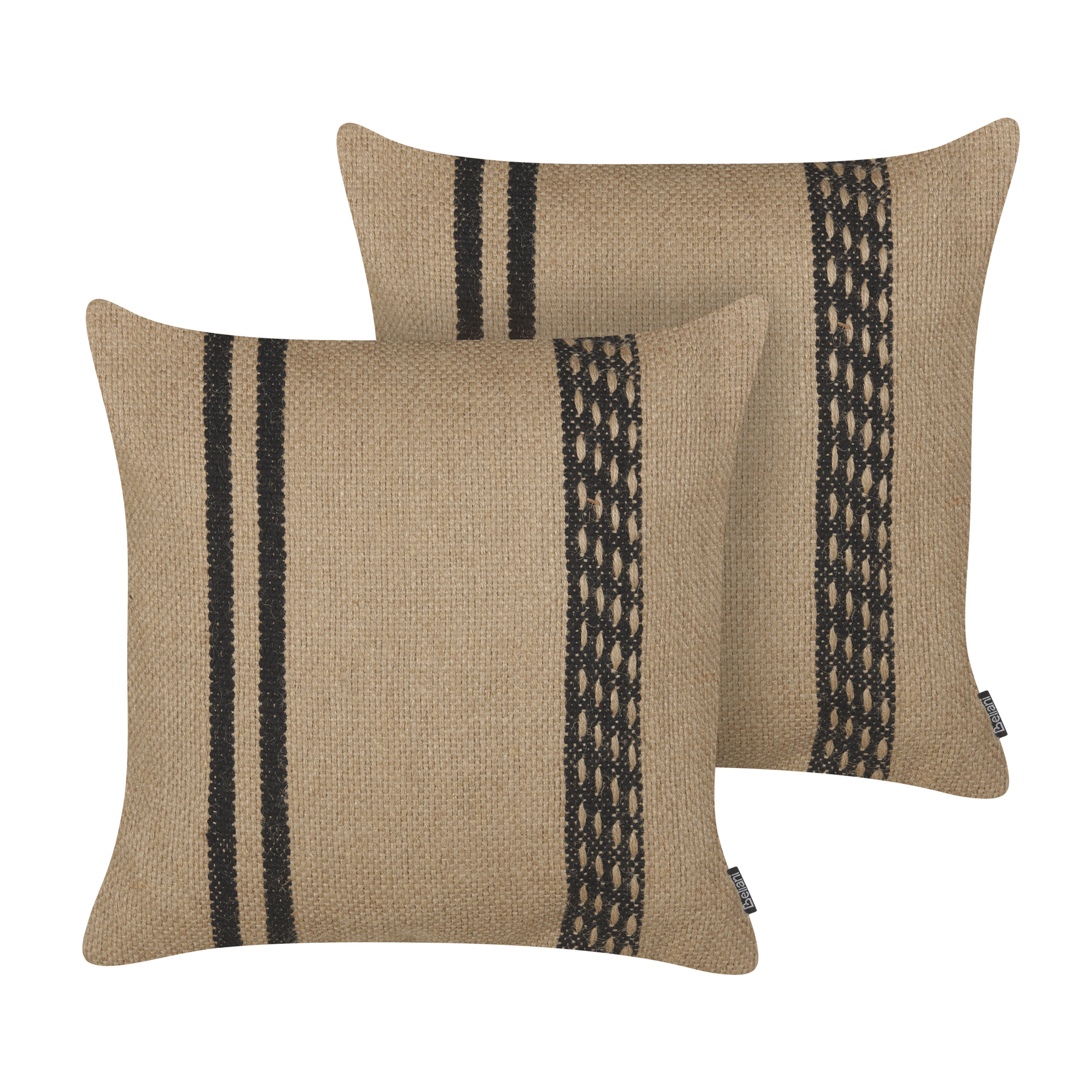 Set med 2 prydnadskuddar DESALIX 45 x 45 cm Jute Beige Randigt
