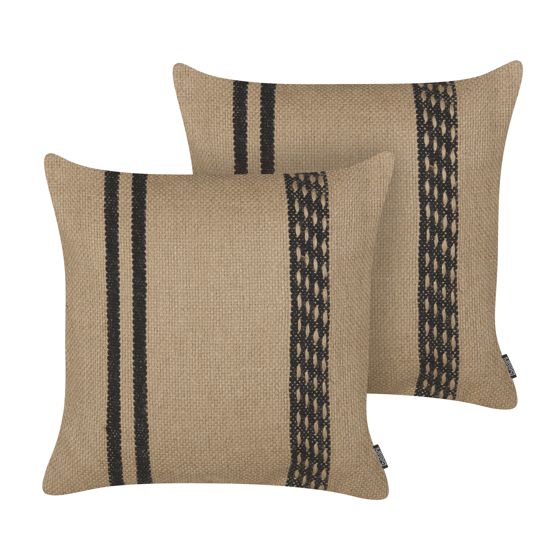 Set med 2 prydnadskuddar DESALIX 45 x 45 cm Jute Beige Randigt