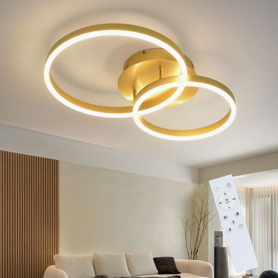 NETTLIFE Dimbar, LED-taklampa, svart, vardagsrumslampa, modern, sovrumslampa, 46W, 2 ringar