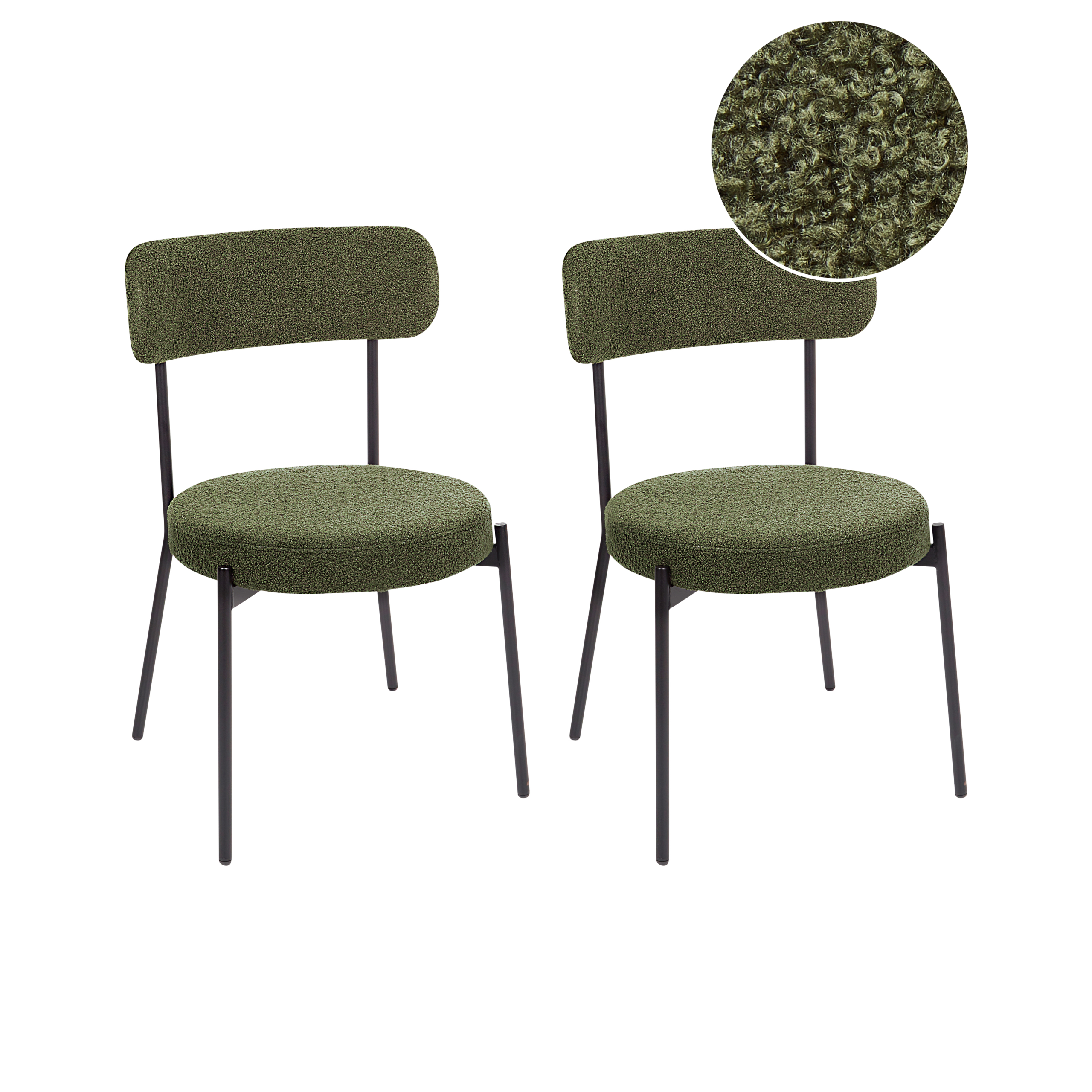 Set med 2 matstolar ALLISON Bouclé Mörkgrön