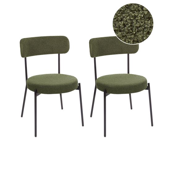 Set med 2 matstolar ALLISON Bouclé Mörkgrön