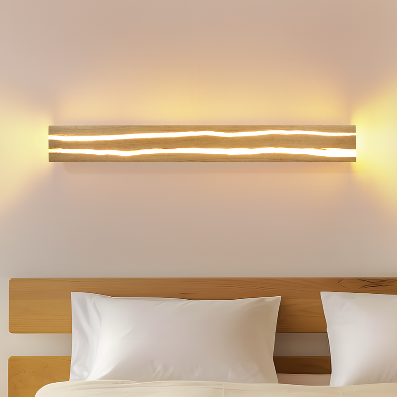NETTLIFE LED-vägglampa i trä, 80 cm, 13 W varmvit 3000 K, modern (glödlampor ingår)
