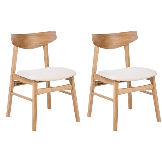 Set med 2 matstolar SMILEY Trä Ljusbrun/ Off-White