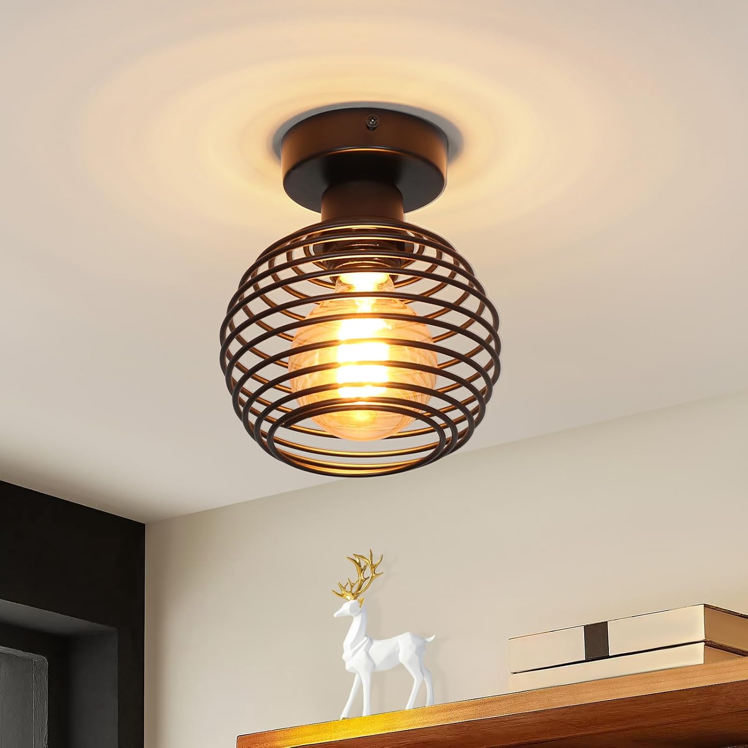 NETTLIFE LED-taklampa, svart metall