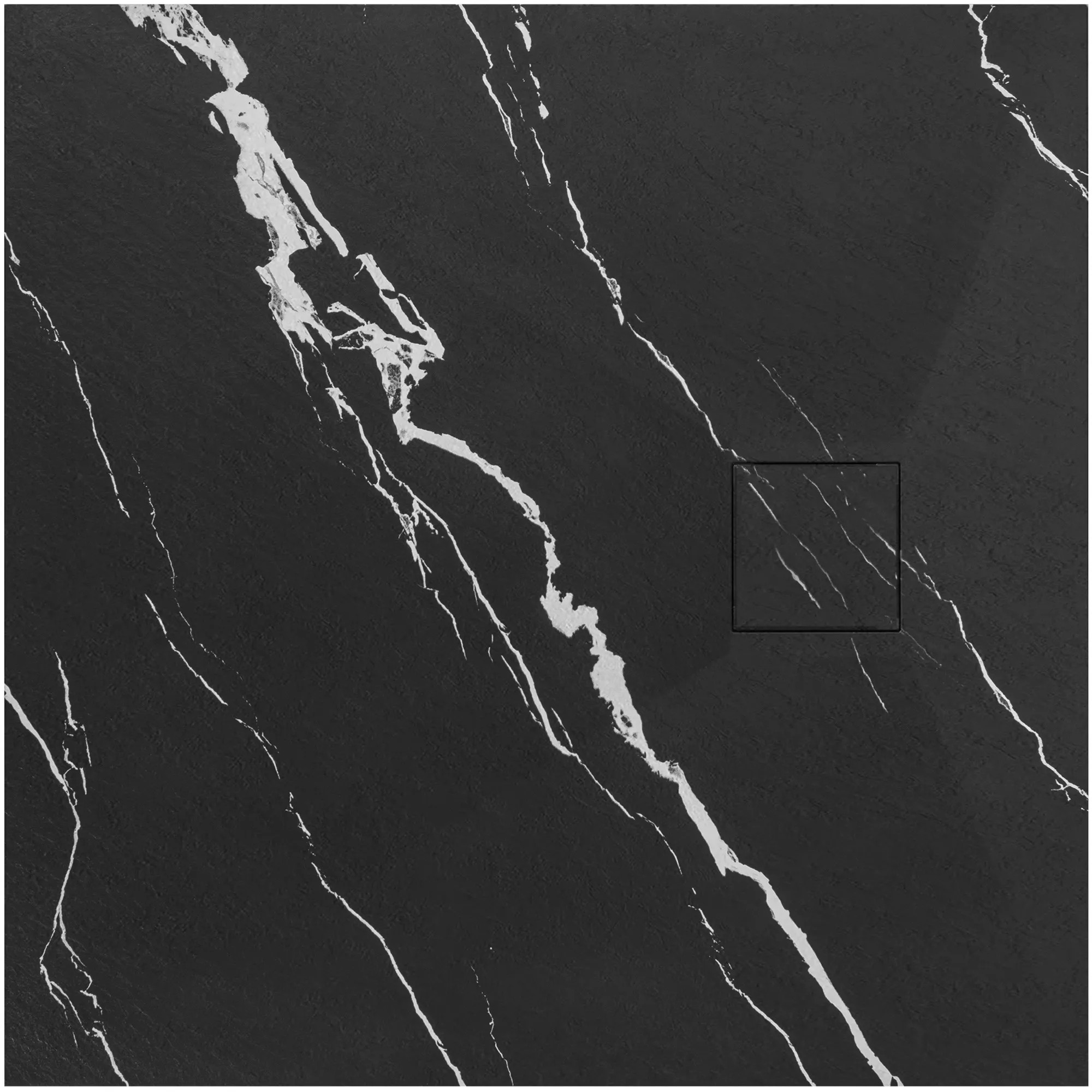 REA Duschkar MAGNUM CARRARA 90x90 Svart, 90x90x2,5cm
