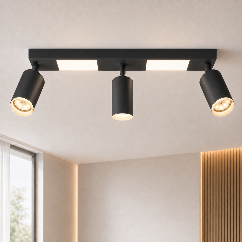 NETTLIFE Takspotlight 3 lampor GU10 för sovrum 3000k 20W kökslampa svart varmvit, justerbar