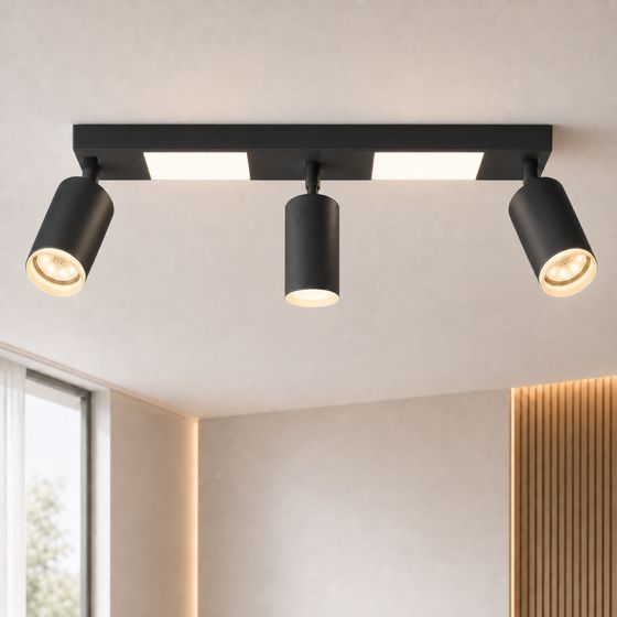 NETTLIFE Takspotlight 3 lampor GU10 för sovrum 3000k 20W kökslampa svart varmvit, justerbar