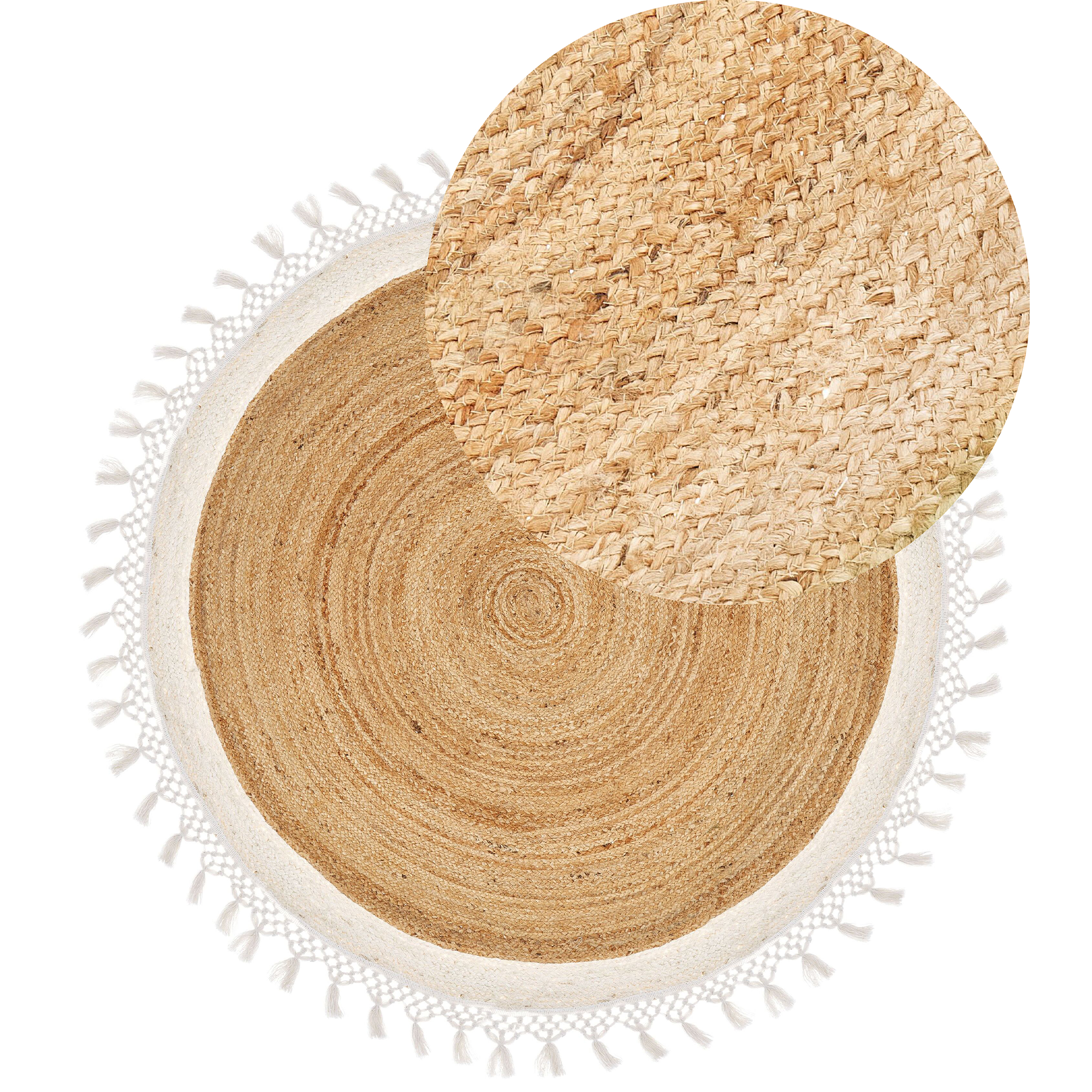 Matta MARTS Vit ø 140 cm Jute