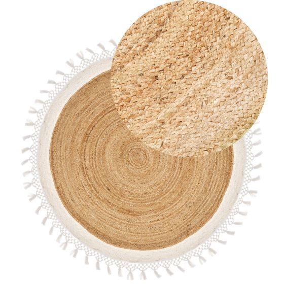 Matta MARTS Vit ø 140 cm Jute