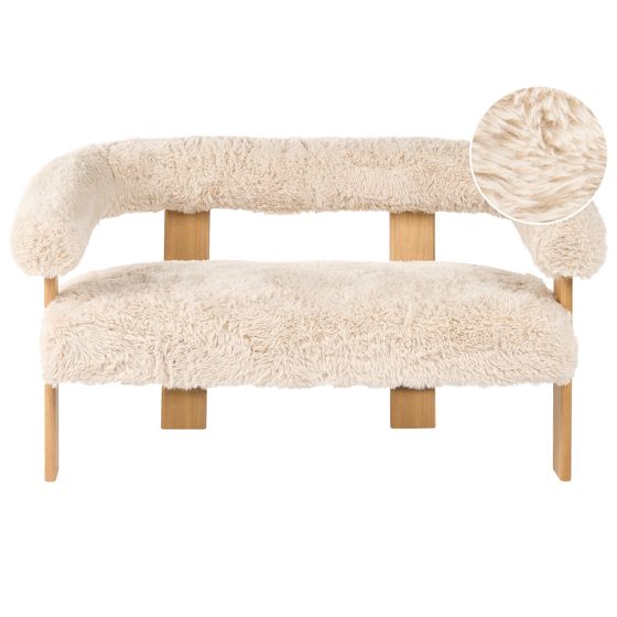 Soffa 2-sits ILBRO Fuskpäls Off-White/ Ljusbrun