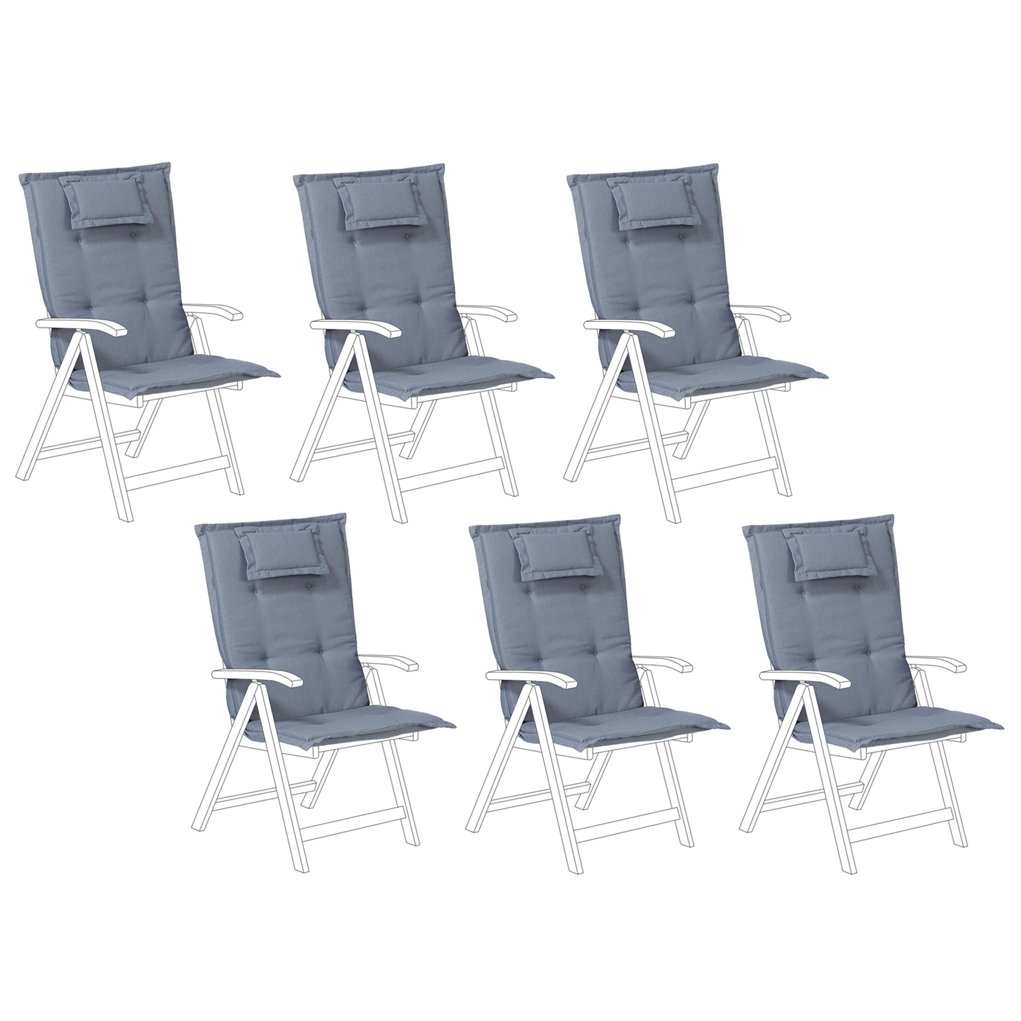 Set med 6 rygg-/sittdynor JAVA/AMANTEA 50 x 70 cm Blå