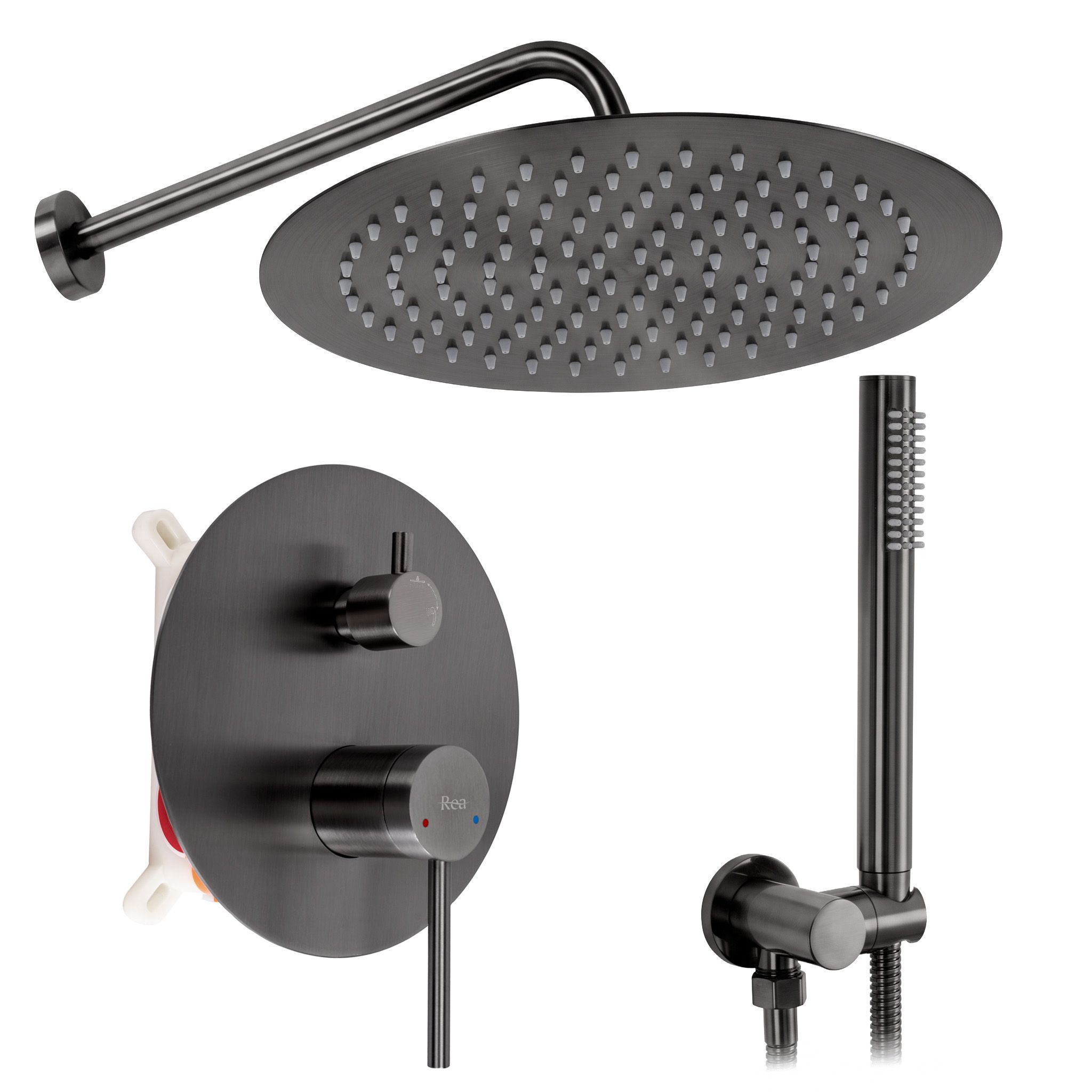 REA inbyggt duschset Foss Clif + BOX titan, 25x25x100cm