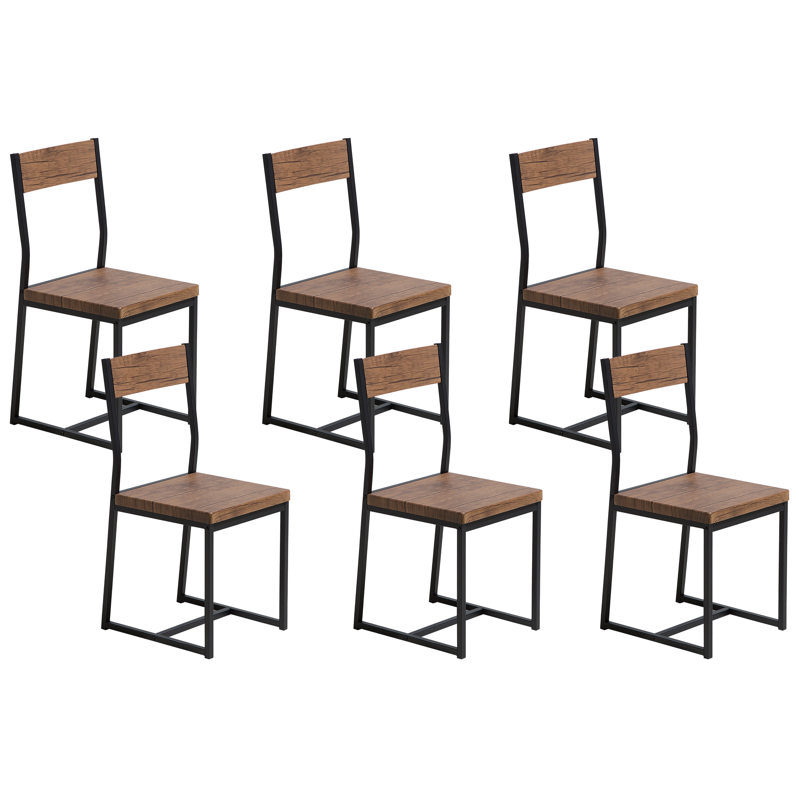Set med 6 matstolar LAREDO Brun/ Svart