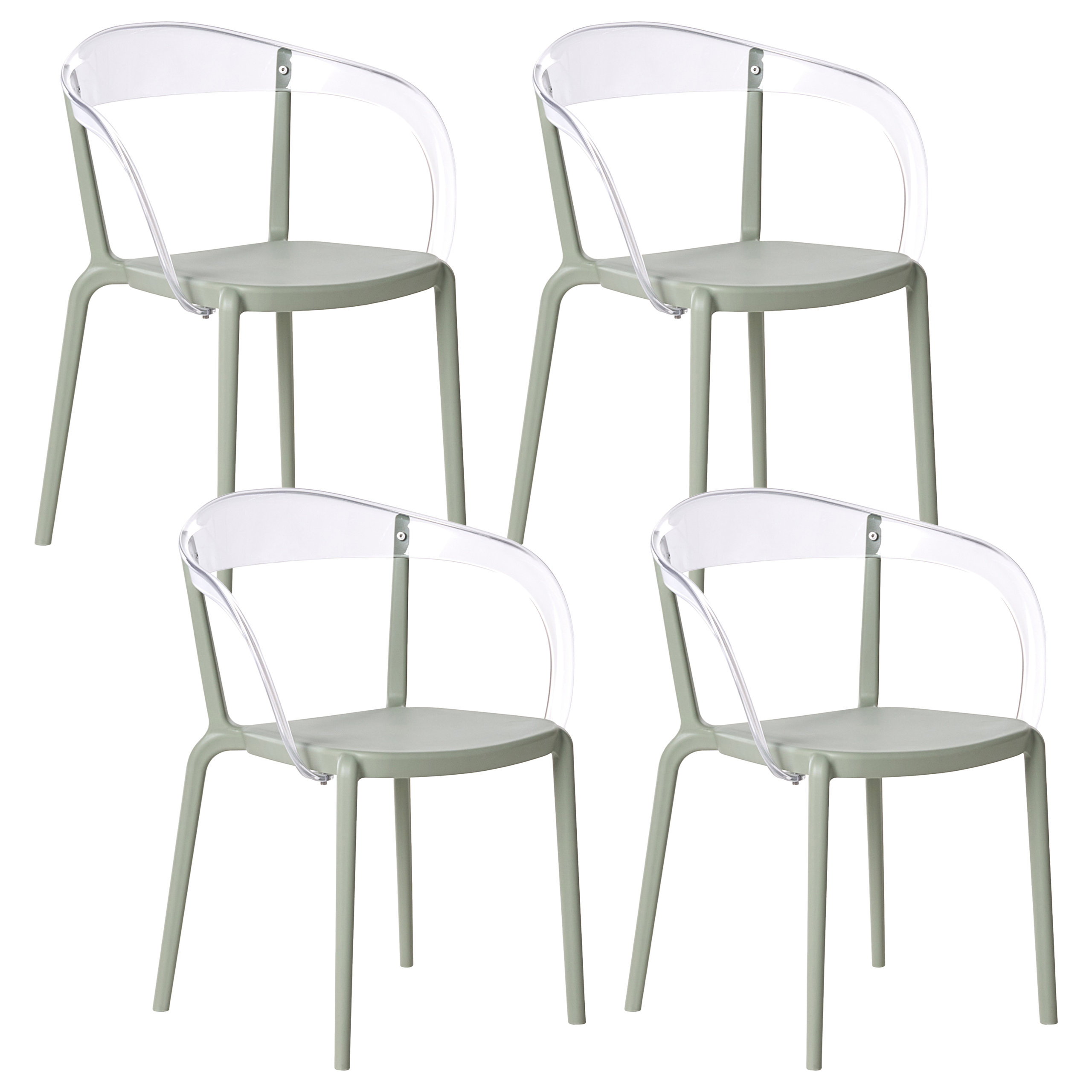 Set med 4 trädgårdsstolar MALEVIZI Stapelbar Ljusgrön
