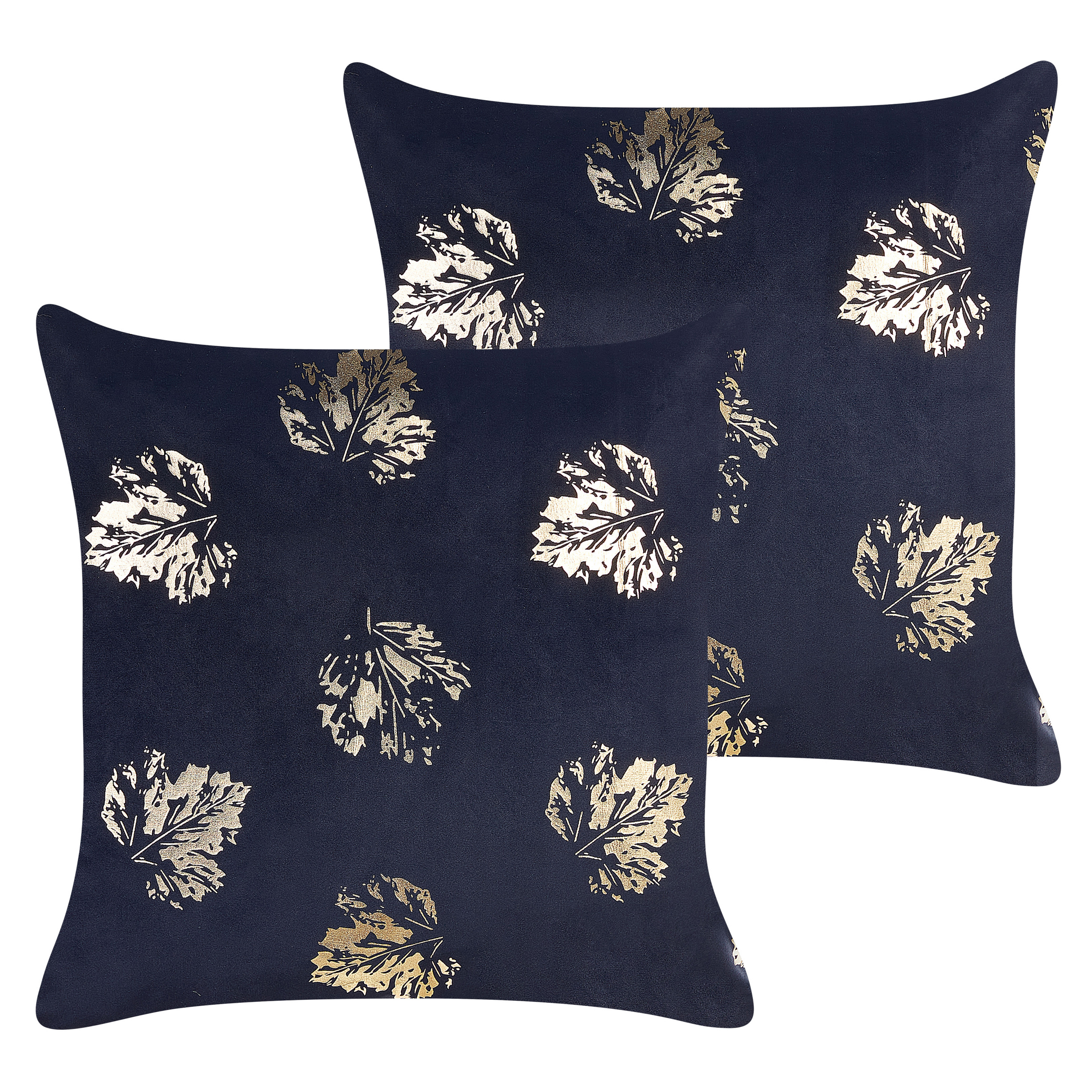 Set med 2 prydnadskuddar GOLDENROD 45 x 45 cm Sammet Svart Växtmotiv
