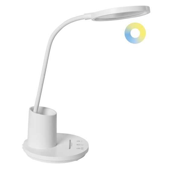LED-skrivbordslampa VELA med dimmer Vit