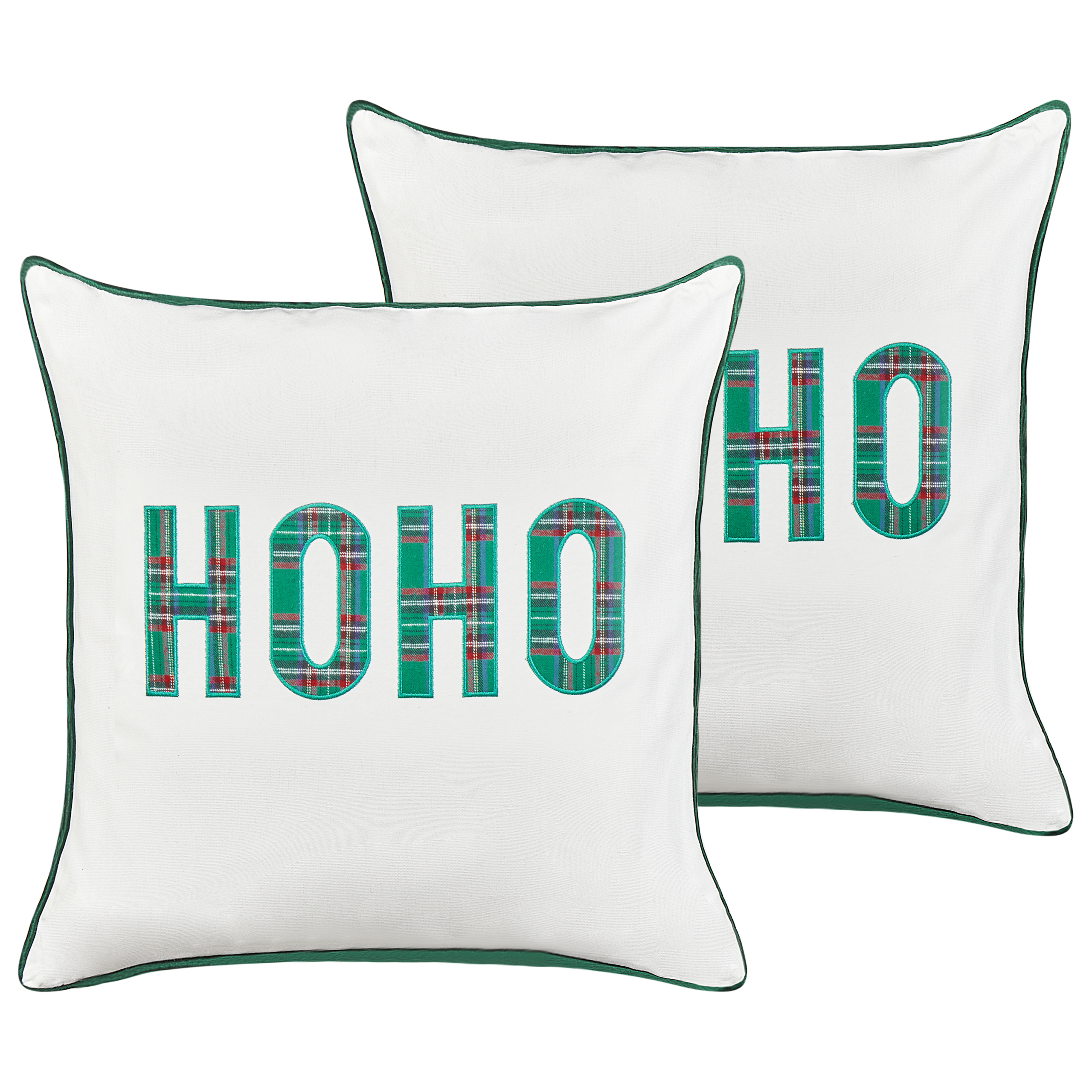 Set med 2 prydnadskuddar JOYCANDY 45 x 45 cm Bomull Vit Julmotiv