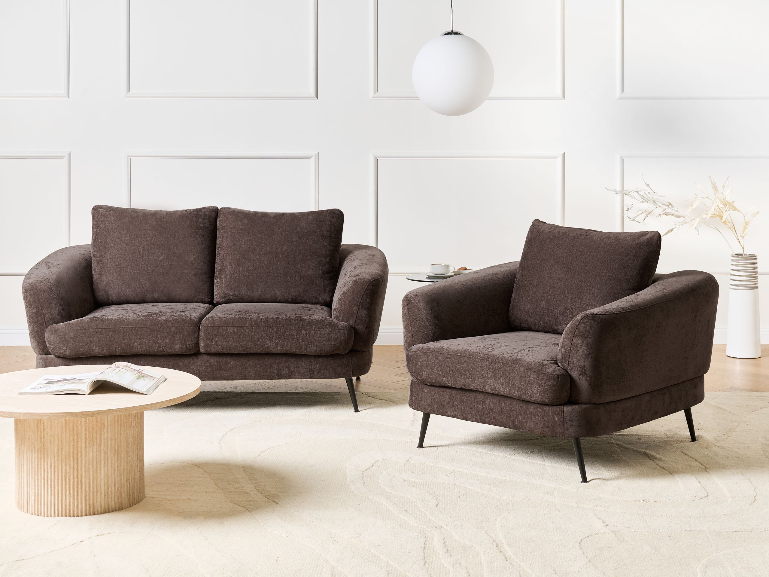 Soffgrupp 3-sits KJAER Chenille Mörkbrun