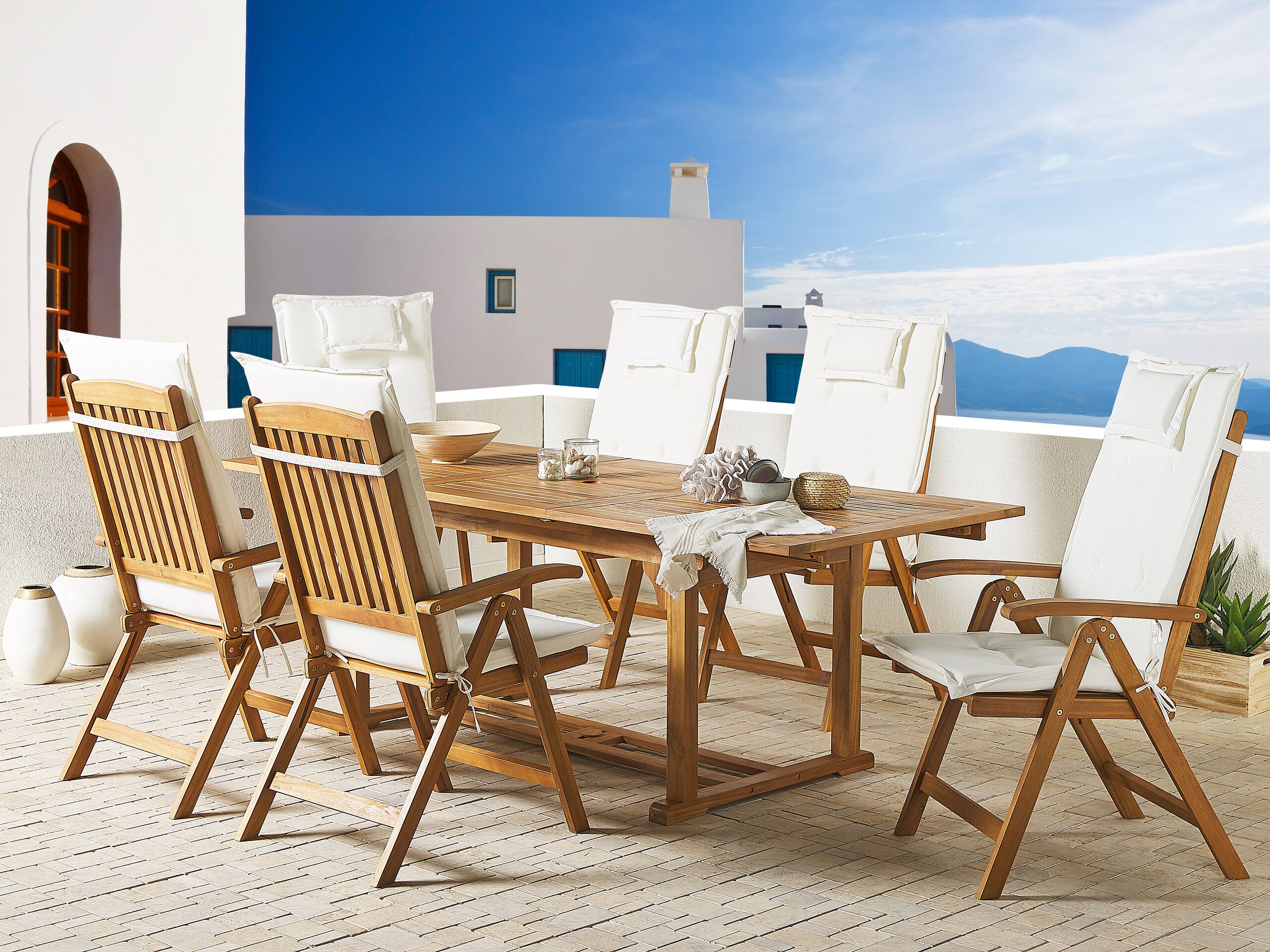 Set med 6 rygg-/sittdynor JAVA/AMANTEA 50 x 70 cm Off-White