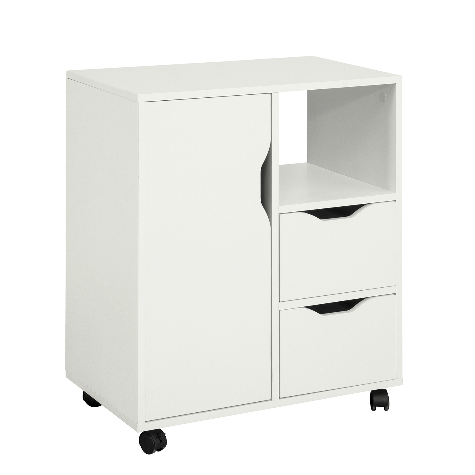 SoBuy Soffbord Sidobord Förvaringsbord med hjul vit FBT105-W