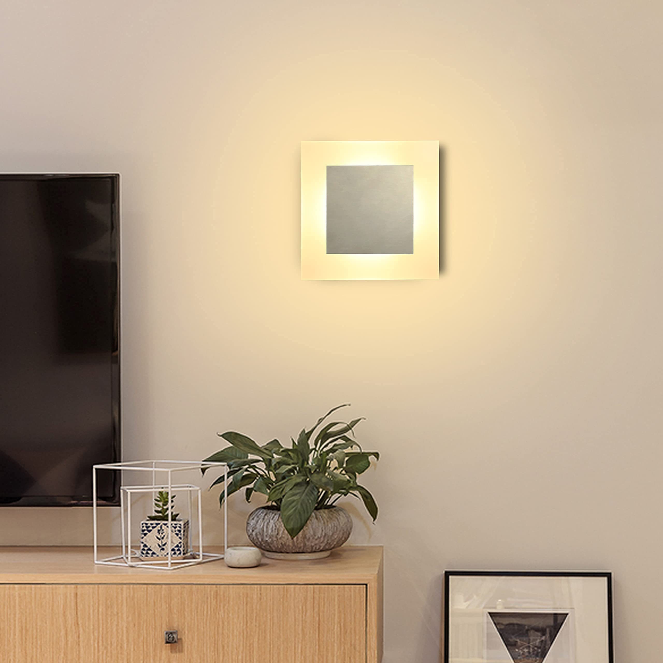 NETTLIFE LED-vägglampa för inomhusbruk, modern vägglampa, 3000K, varmvit, järn och akryl, Ø16 cm, 7 W, halllampa