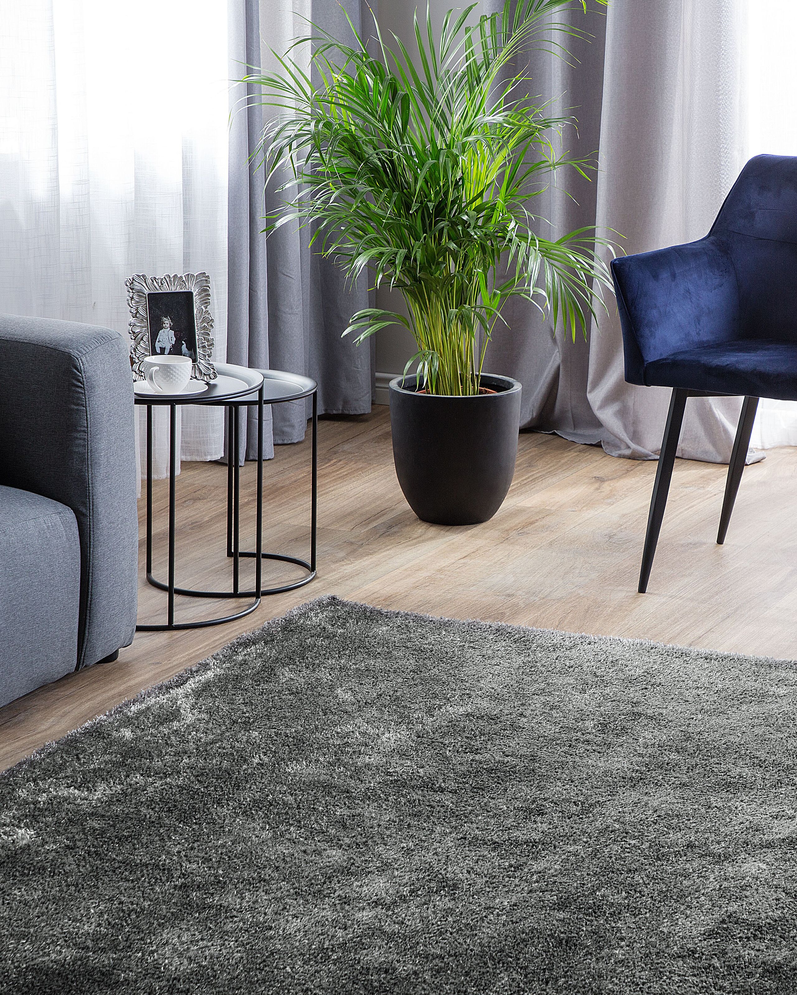 Matta med lång lugg DEMRE Mörkgrå 200 x 300 cm