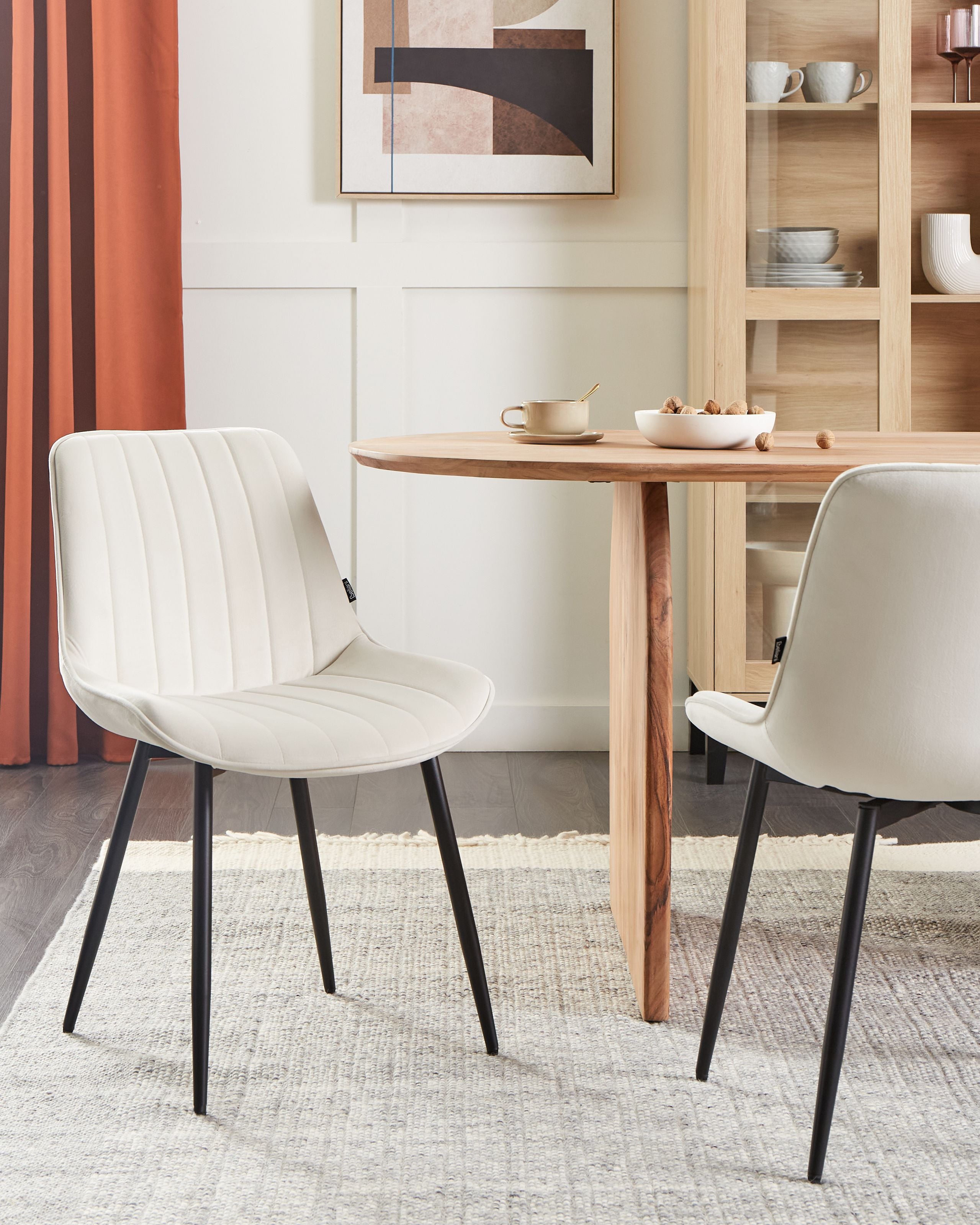 Set med 2 matstolar DUBROVNIK Sammet Ljusbeige