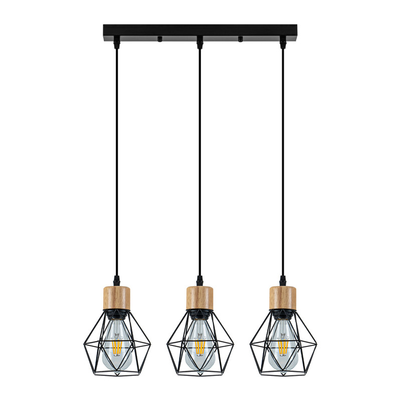 NETTLIFE vintage pendellampa, e27, hängande metallpelare svart, för kök, matsal, vardagsrum