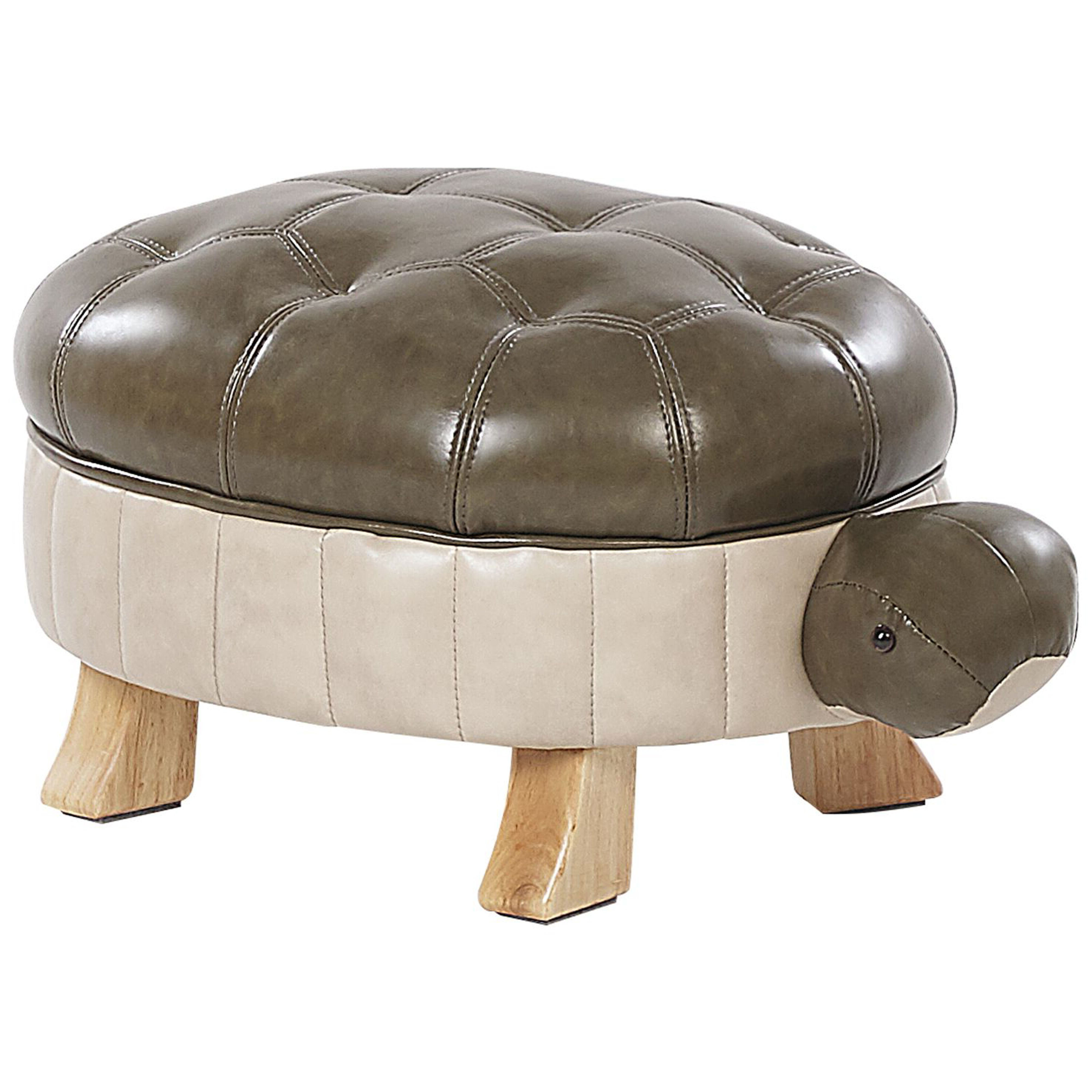Djurpuff TURTLE Sköldpadda Konstläder Mörkgrön