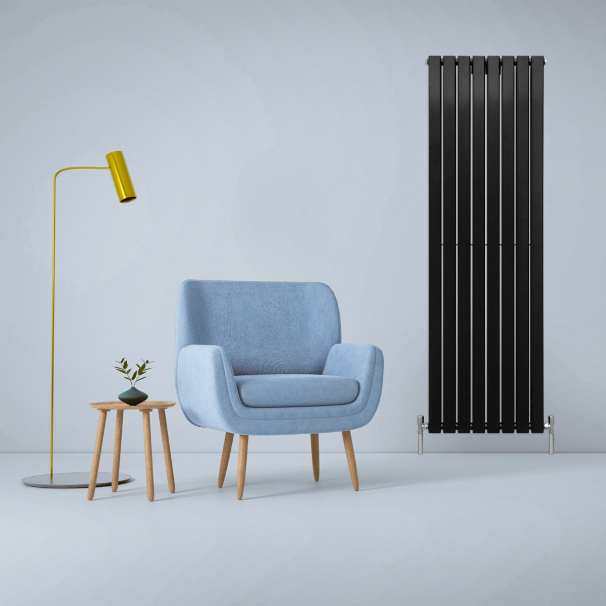 Designradiatorer i mattsvart, 1800 mm x 560 mm