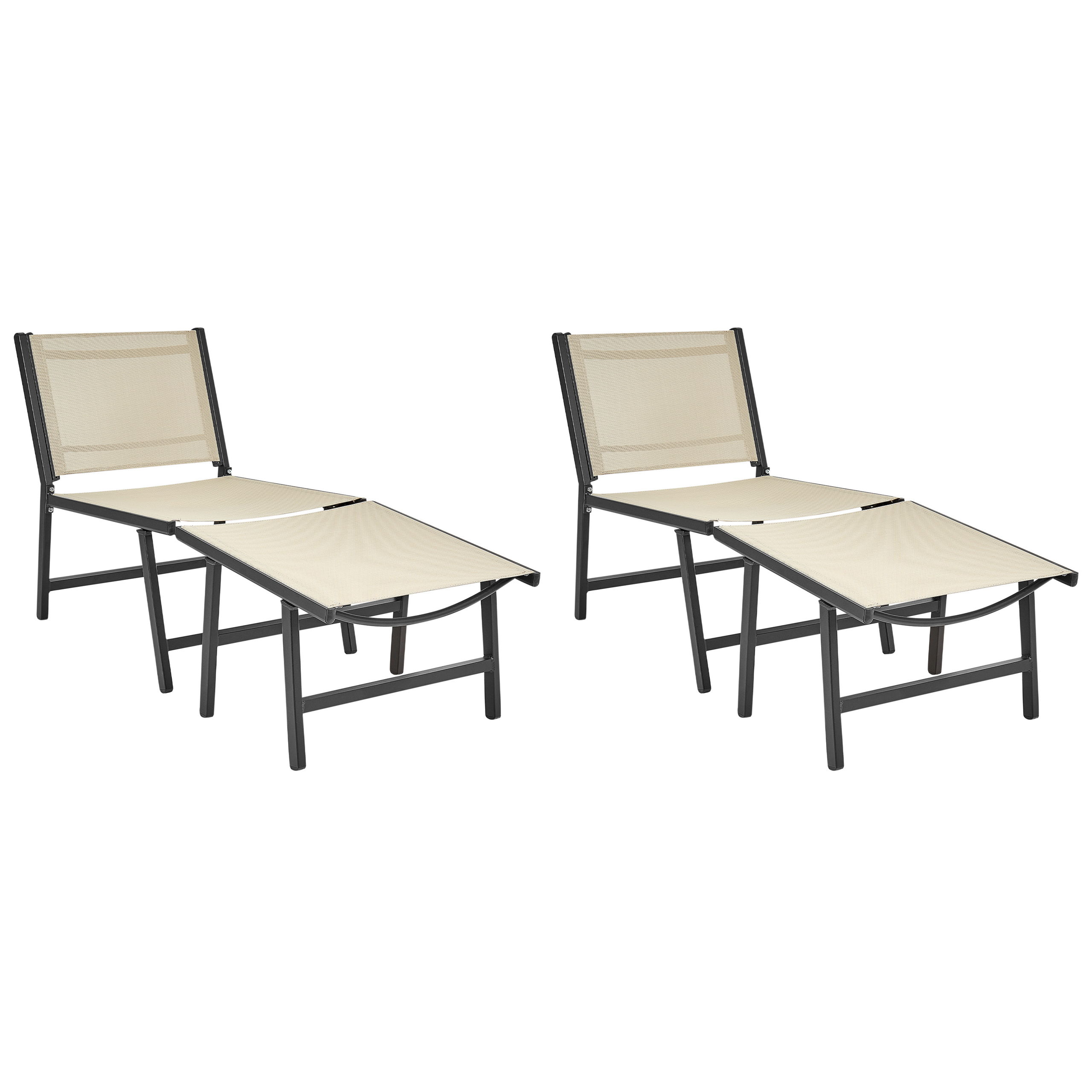 Set med 2 trädgårdsstolar MARCEDDI med fotpall Metall Beige
