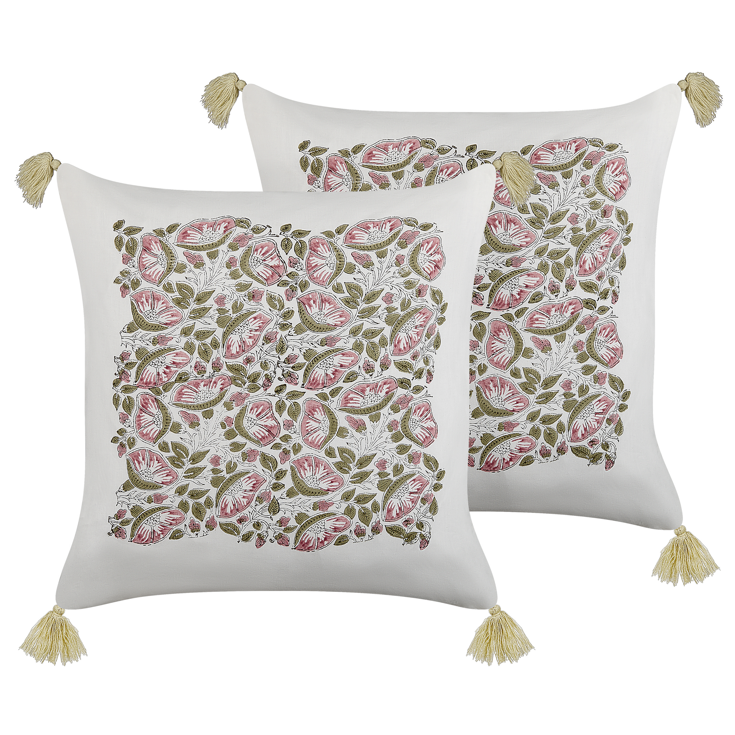 Set med 2 prydnadskuddar CARISSA 45 x 45 cm Bomull Flerfärgad Blommigt tryck