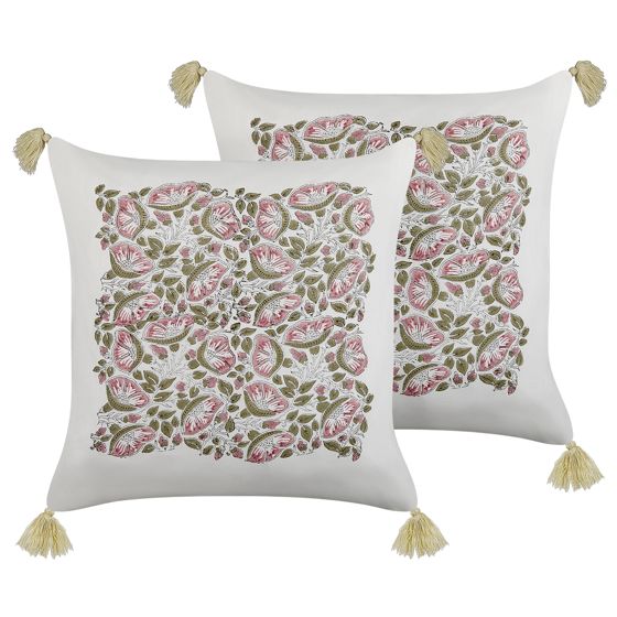 Set med 2 prydnadskuddar CARISSA 45 x 45 cm Bomull Flerfärgad Blommigt tryck