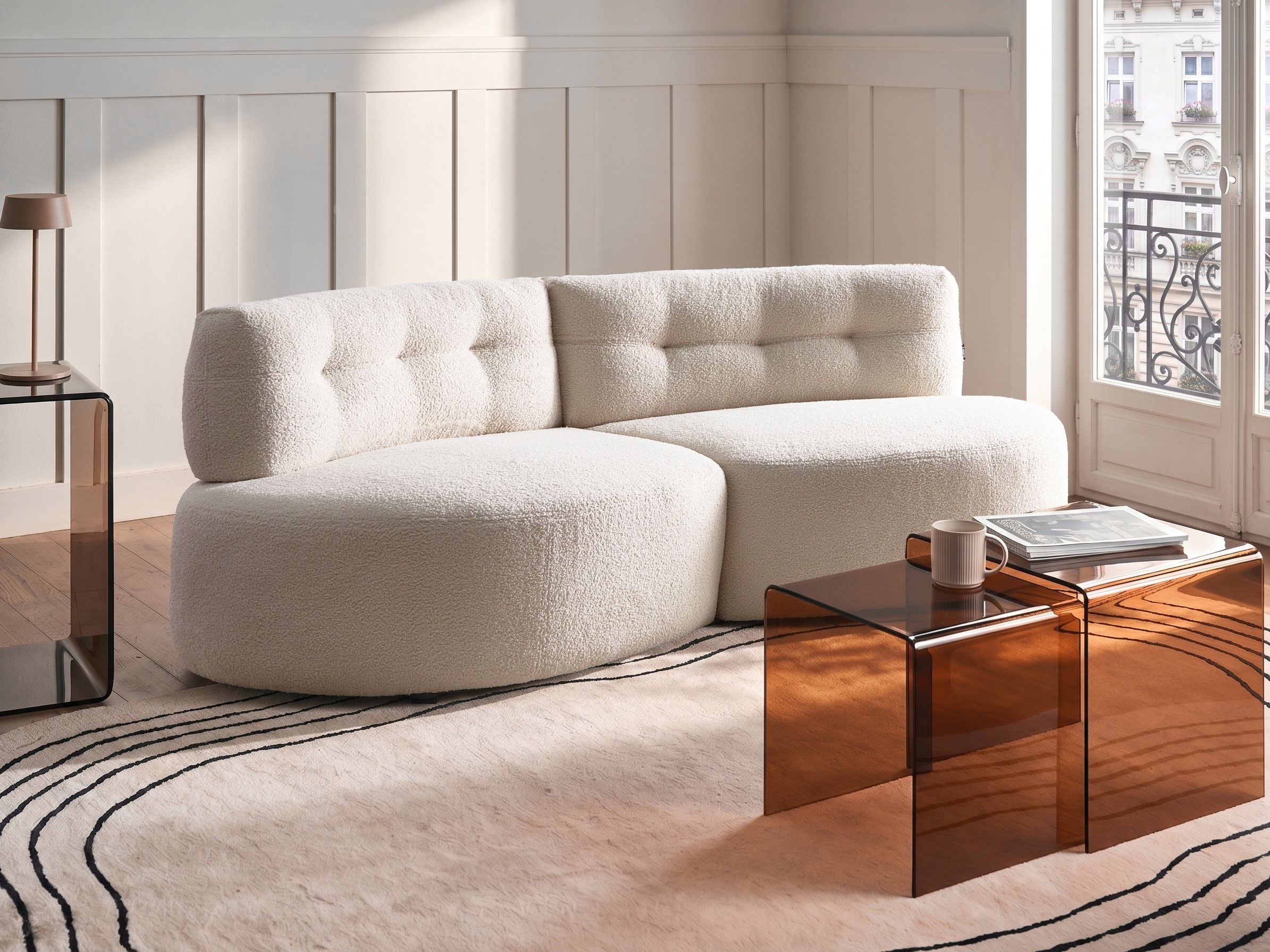Soffa 3-sits LAERDAL Bouclé Off-White