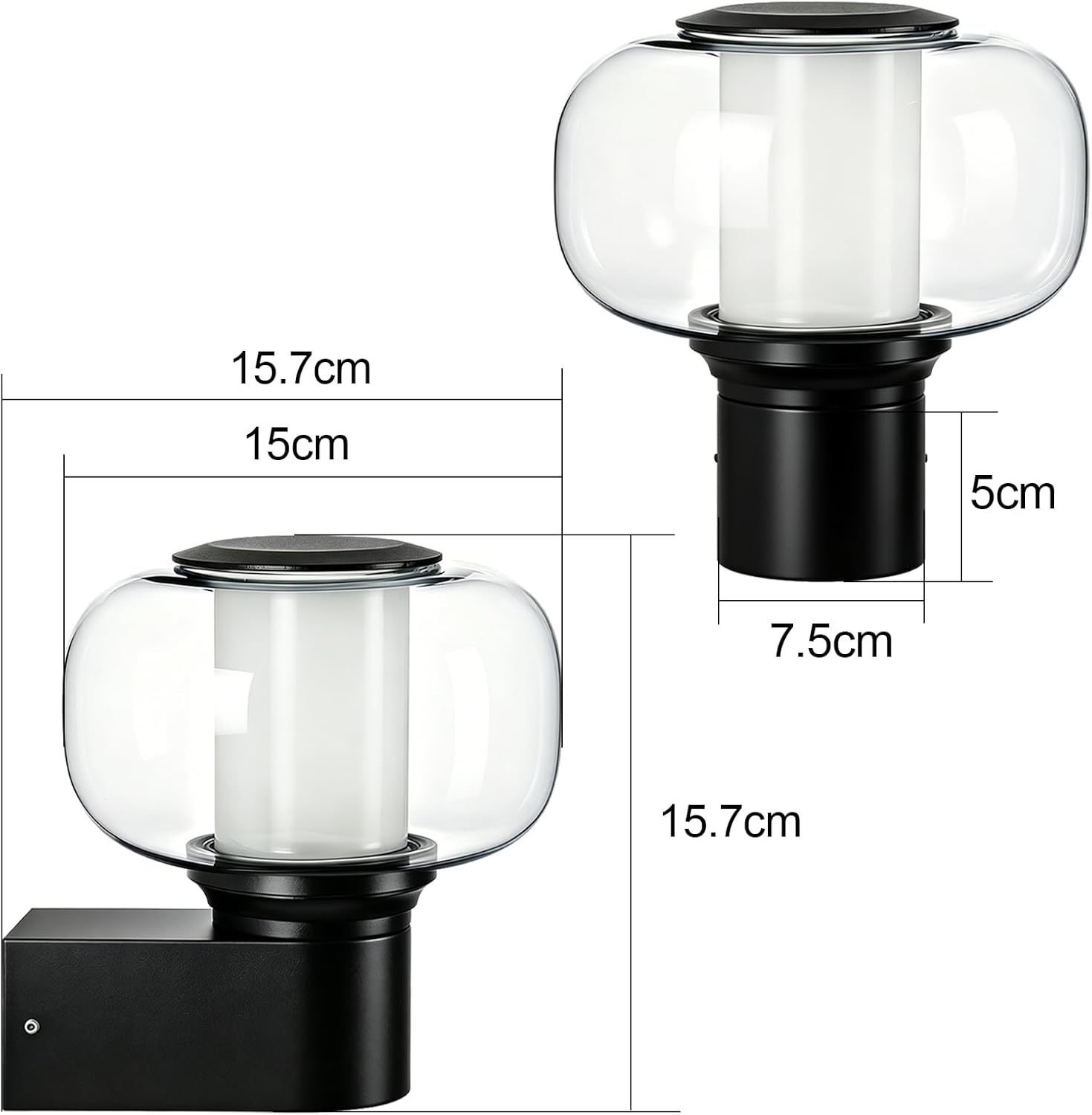 NETTLIFE rund IP65 utomhusvägglampa E27 max 40W, lampa för fasad, balkong, terrass, utomhusbelysning (glödlampa ingår ej)