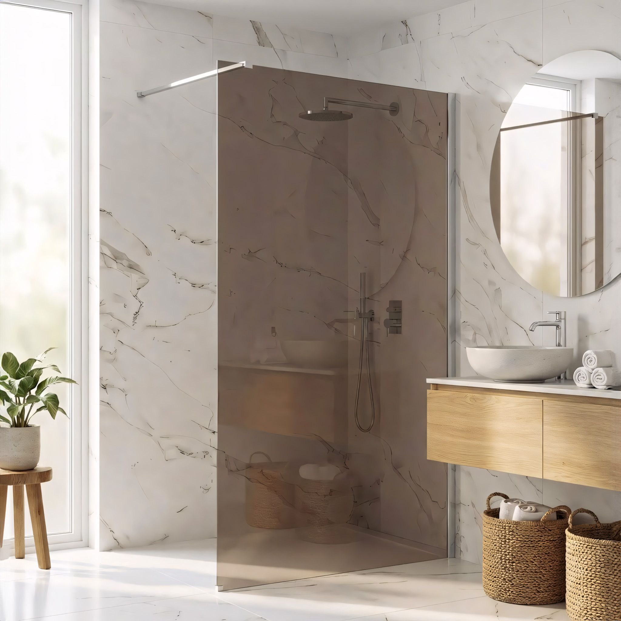 REA Duschvägg Flexi brown 100 Krom, 120x100x195cm
