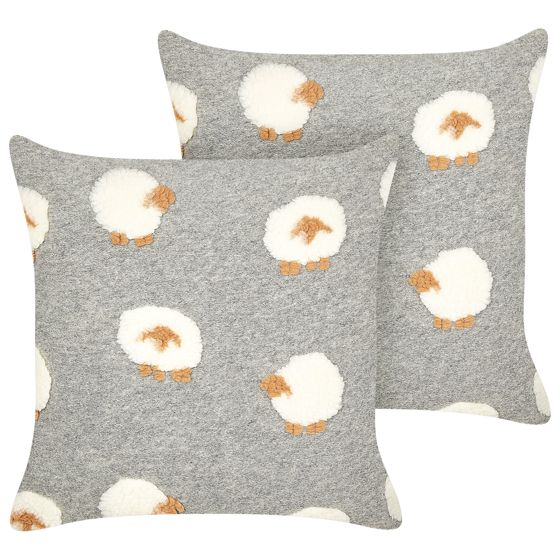 Set med 2 prydnadskuddar EINADIA 45 x 45 cm Grå