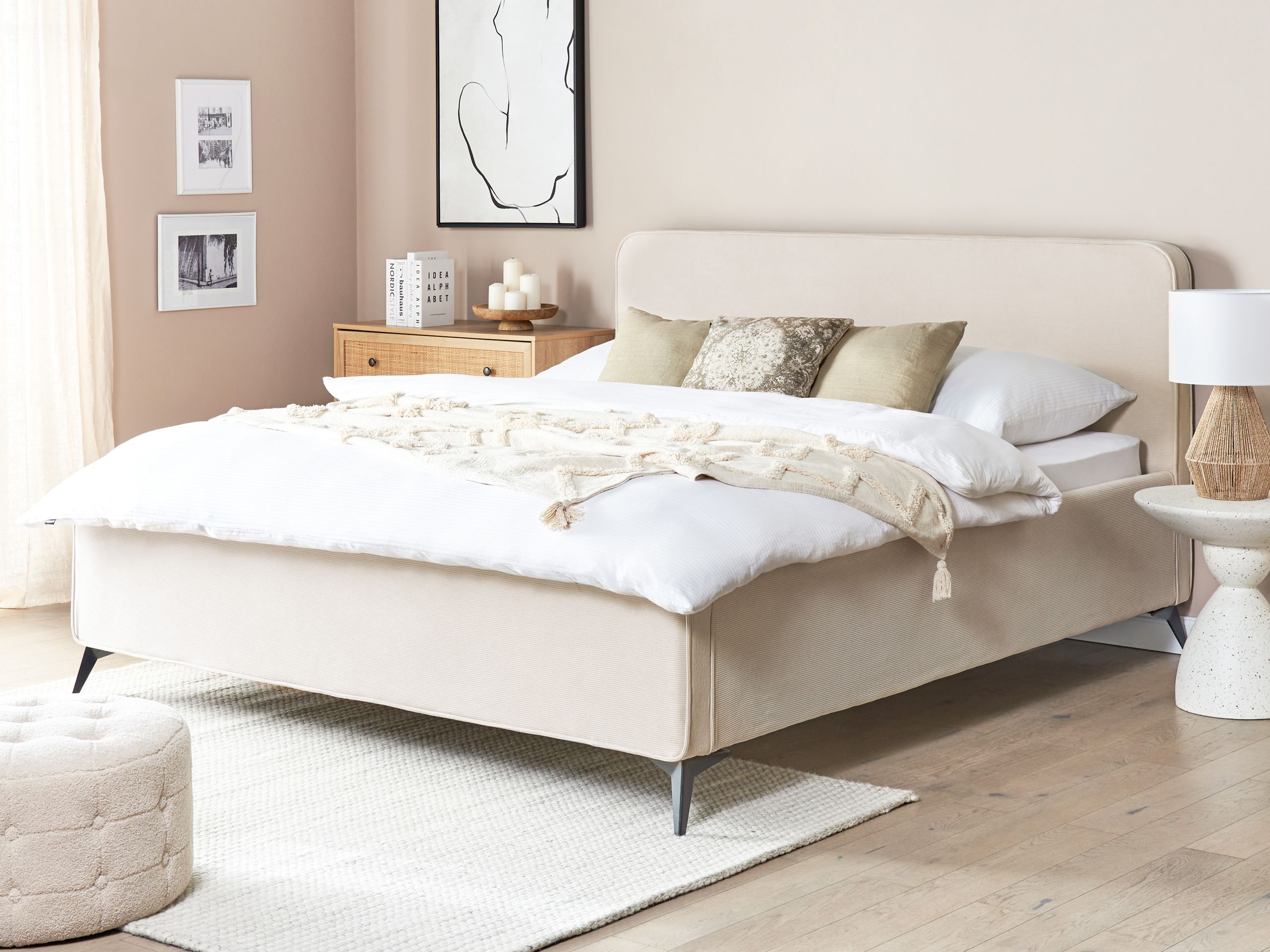 Säng med lamellram Manchester VALOGNES 180 x 200 cm Ljusbeige