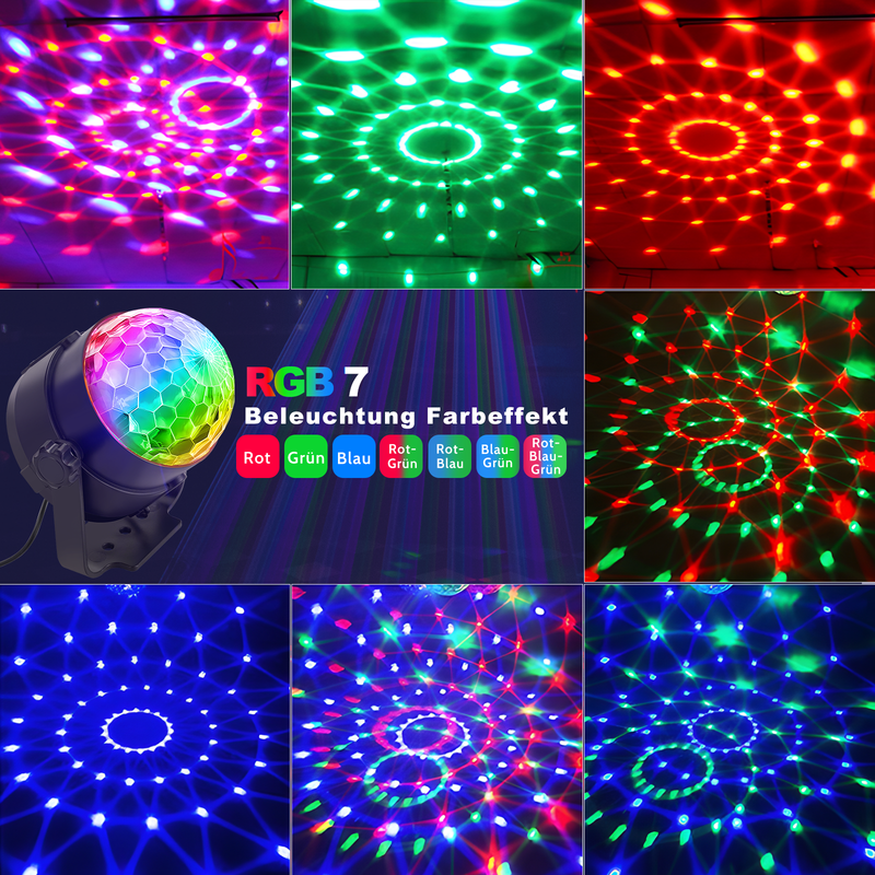 NETTLIFE Discokula LED-discoljusfestljus - Discokula musikstyrd USB-discokula musik med kabel hemfest 7 RGB
